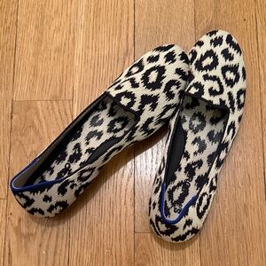 Rothy's Black and Cream Leopard Loafers
